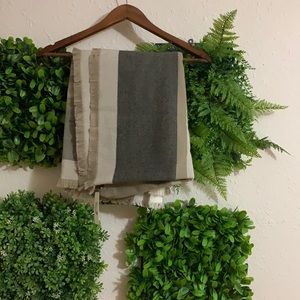 Beige and gray blanket scarf. Charming Charlie.